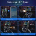 Bluetooth 5.3 FM Transmitter for Car SOARUN Bluetooth Car Adapter PD30W & USB Port Fast Charge, HiFi Treble & Bass Player, 1.6" Display Hands-Free Calling Truck Radio with AUX Input/Output, TF Card - Image 5