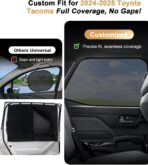 ECOZEN Car Window Sunshade for 2024-2025 2026 Toyota Tacoma Accessories - 4 Pcs Pack Side Sun Shade Magnetic Sunshade Insulate Heat & UV with Breathable Mesh - 2024-2026 Tacoma Double Cab Only - Image 3