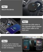 Kinivo BTC480 Aux Car Adapter (Bluetooth Car Kit with 3.5mm Port, Dual Phone Connection, Magnetic Mount, Dual-Port USB Charger, BT Wireless Reciever) Plug & Play for Hands-Free Calls, Stereo Audio - Image 8