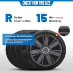 AUTOWIKI (4-Pack) Premium 15" Wheel Rim Cover Hubcaps OEM Style Replacement Snap On Car Truck SUV Hub Cap - 15 Inch Set, Abs,Steel, Acrylonitrile Butadiene Styrene(Black Matte) - Image 2