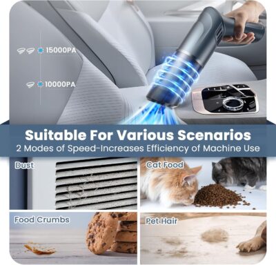 Cordless Car Vacuum Cleaner - Portable Handheld Vacuum with 90° Adjustable Handle,120W / 15000Pa Rechargeable Mini Dust Buster for Cars,Carpets and Pet Hair - Image 8