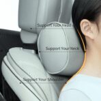 Car Headrest Pillow for Driving - Luxury Leather 100% Memory Foam, Ergonomic Neck Support - Universal Fit Head Rest Travel Pillow for Most Cars, Home & Office, Gray, 2 Pack - Image 2