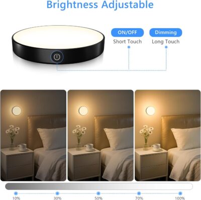 Ferswe Dimmable Touch Light, 3000K Rechargeable Touch Lights Stick on, Closet Light with 1000mAh Large Battery, LED Night Light for Closet, Counter, Kitchen, Bedroom and Wall(2 Pack) - Image 3