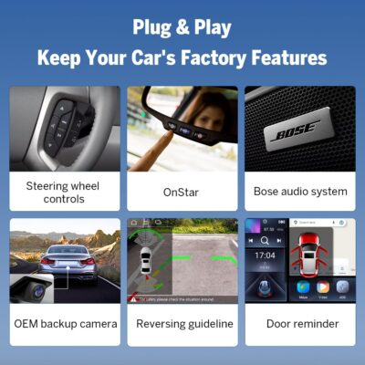 EononGMX7A 4G+64G Android 14 Car Stereo Compatible with,GMC/Chevy/Buick Wireless CarPlay & Android Auto, 8 Inch Touchscreen Car Radio, SWC, Bluetooth, Navigation, Rear Camera (GMX7 Upgraded) - Image 3