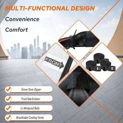 10-Layer for Chevy Camaro Car Cover Waterproof All Weather for Automobiles, Outdoor Full Exterior Covers Soft Cotton Lining with Door Zipper, Fit for Chevy Camaro 2010-2025 - Image 4