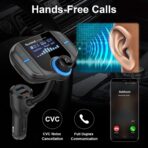 Sumind 2026 Upgraded Wireless Bluetooth Car Adapter FM Transmitter, 1.7'' LCD Display, Flexible Gooseneck, 20W QC3.0&Dual USB Ports, AUX Input/Output for Hands-Free Call, Micro /TF Card(Black,Normal) - Image 7