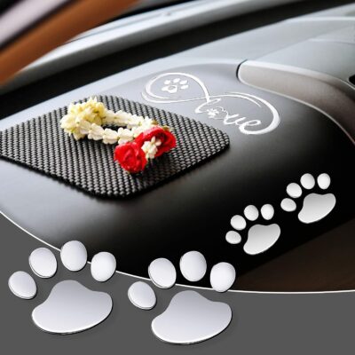 Frienda 10 Pcs 3D Paw Print Car Decals Window Decal Heart Paw Car Sticker Dog Footprint Self Adhesive Decoration Bumper Window Laptops Luggage Interior Accessories Decor - Image 5