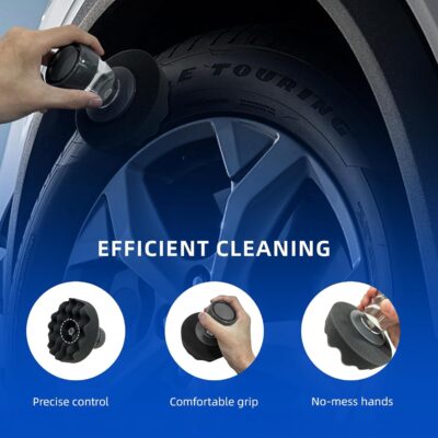 Tire Shine Applicator with 2 Detachable Foam Applicator Pads for Car Cleaning and Fine Polishing Reusable Tire Dressing Applicator for Car Truck SUV Motorcycle - Image 3