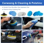 32-Piece Car Detailing Kit with Drill Brush Attachments & Polishing Pads – Professional Auto Detailing Brushes, Wheel & Tire Cleaning Tools with Storage Bag (Blue) - Image 5