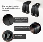 CoBak Purse Hook for Car - Universal Premium Stitched Leather and Aluminum-Magnesium Alloy Double Car Seat Back Storage Hook for Purses, Handbags, Bags (2 Pack),Black - Image 2