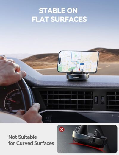 JOYROOM Car Phone Holder Mount, 360° Adjustable & Avoid Sun Glare Phone Holder for Car, Slip Free Spring Snap Design Dashboard Phone Stand, Compatible with Smartphones, GPS Devices - Image 5