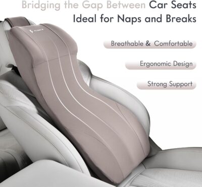 FLORICH Lumbar Support Pillow and Car Neck Pillow Memory Foam Integrated Lumbar Support Cushion with Headrest Pillow Ergonomic Car Seat Back Support for Head Waist Support Sciatica Pain Relief, Gray - Image 4