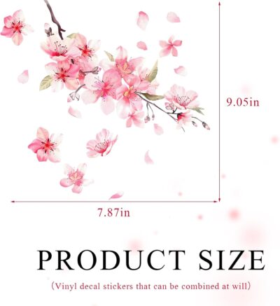 Cherry Blossom Car Sticker Decal, Automotive Vinyl Pink Flower Scratch Cover Decor Sticker, Waterproof Sakura Decals for Car Motorcycle Home Decor, Universal Car Accessories (Style 2) - Image 2
