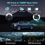 Portable Apple CarPlay Screen for Car, 10.26“ Wireless CarPlay & Android Auto Touch Screen Voice Control Navigation, 4K Dash Cam & 1080P Backup Camera DVR Recording Plug & Play for Car Truck - Image 3