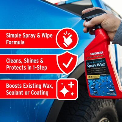 Mothers California Gold Super-Hydro Spray Wax, 24 oz. – Just Waxed Brilliance & Beading, Cleans, Shines & Protects in 1-Step, Use Dry or Wet as a Drying Aid or Over Existing Wax or Coating (05724) - Image 3