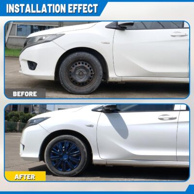 AUTOWIKI 15-Inch Wheel Rim Covers Universal, Hubs Cap Snap on Car Truck SUV ABS Plastic OEM Replacement Fashion Design- R15 Wheel Rim Covers Set of 4 Black Lacquer&Blue Lacquer - Image 5