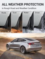 BASENOR 2017-2023 Tesla Model 3 Mud Flaps Splash Guards Fenders (Proprietary Design) No Drilling No Tape Mudflaps All Weather Protector Mudguards for Model 3 Exterior Accessories (Set of 4) - Image 4