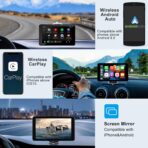 Wireless CarPlay Screen Android Auto for Car, 7" Touch Screen Naivgation Portable Car Stereo CarPlay Bluetooth Mirror Link, Siri, AirPlay, AUX, Voice Assistant for All Vehicles Upgrade - Image 2
