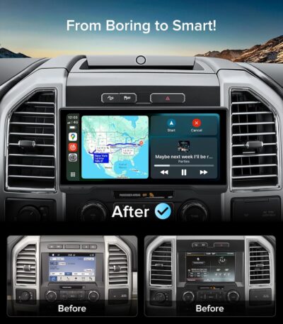 10.33" Android 13 Car Stereo for Ford F150 F250 F350 F450 (2015-2020) - 4G+64G, Wireless CarPlay Android Auto with 1600x720 QLED, BT 5.4, 5G WiFi, Plug & Play Radio (Fits 8" OEM Screen) - Image 3