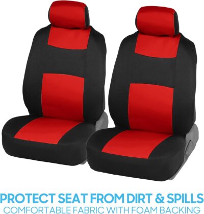 BDK PolyPro Car Seat Covers Full Set in Red on Black – Front and Rear Split Bench Seat Covers, Easy to Install, Accessories for Auto Trucks Van SUV - Image 3
