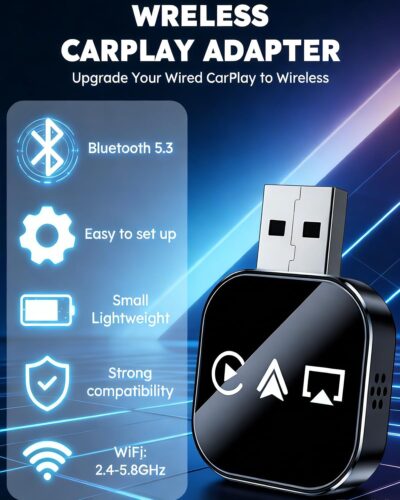 Wireless Carplay Adapter to Play TV on Car Screen 3 in 1 USB A/C Android Auto Bluetooth Video Box Screen Mirror iOS Phone Wired to Wireless Screen Mirroring Car Play Accessories for iPhone - Image 5