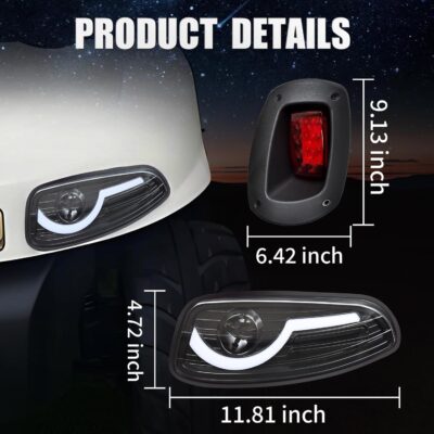 RGB LED Headlight & Turn Signal Kit for EZGO RXV 2008-2015, 12V Golf Cart Street Legal Light Kit with Brake Lights, Horn, Music Sync APP Control, Long-Lasting & Easy Install - Image 4