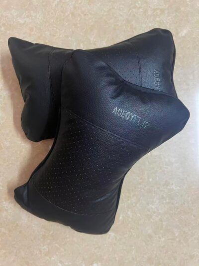 2PCS Leather Car Seat Pillow Breathable Car Head Neck Rest Cushion Headrest Auto Car Safety Pillow Neck Pillow (Black) - Image 6