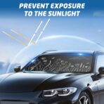 Windshield Sun Shade for Car, 63"x28.5" Universal Fit Front Window Sunshade with Double Steel Ring Frame, Car Sun Shade, UV Protection Windshield Cover with Storage Pouch (Line Flowers) - Image 5