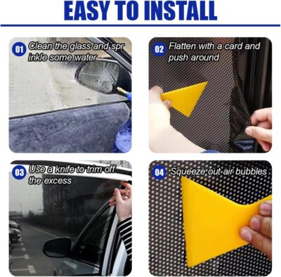 4PCS Car Side Window Sunshade - Reusable Washable Static Cling Film Car Window Shade Sticker Block UV Rays & Heat Glare - Vehicle Window Film Shade Privacy Protector for Most Cars (Black) - Image 6