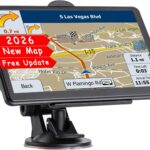 GPS Navigator for Car Truck RV, 7-Inch HD Touchscreen GPS with 2026 Maps Free Lifetime Updates, Voice Turn Direction Guidance, Support Speed and Red Light Warning, Custom Truck Routing