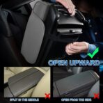 Car Armrest Storage Box with 2 Cup Holders & Phone Slot, Armrest Cover for Car with Tissue Box & 2 Storage Bags - Multifunctional Pu Leather Car Armrest Box Mat (Grey) - Image 3