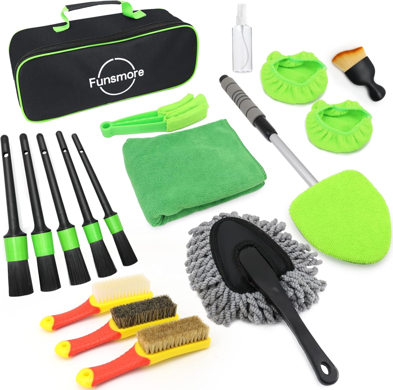 71lLMrwIOhL._AC_SL1500_.jpg 18Pcs Car Detailing Kit, Interior Car Cleaning Kit, Leather & Textile Car Interior Brush, Car Detailing Brush Set with Windshield Cleaning Tool Complete Car Interior Care Kit - Image 1