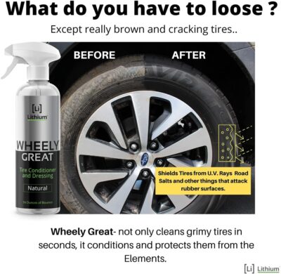 Wheely Great Tire Dressing Spray - Protects Rubber from U.V. Rays - Rubber Tire Conditioner So It Won't Dry Out and Crack - Keeps Tires Black, Not Shiny - Removes Brown Film from Sidewalls - Image 5