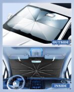 Portable for BMW X5 2019-2025 Windshield Sunshade Umbrella with Carry Bag, 2 in1 Ice Crystal Durable Compact Shade Umbrella UPF50+ UV Front Window Heat Insulation Protection Outdoor Camping - Image 8