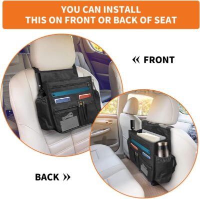 Boczif Car Backseat Organizer, Hanging Passenger Seat Storage Bag, Car Front Seat Organizer for Office Kids Suplly,Truck Cab Organizer with Separately Pokect for Laptop, Multiple Pockets, Cup Holders - Image 5