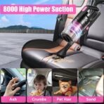 Viewsun Car Vacuum Cordless Rechargeable, 8000PA High Power Handheld Vacuum Cleaner with 17PCS Car Cleaning Kit, Pink Auto Accessories for Women Gift - Image 2