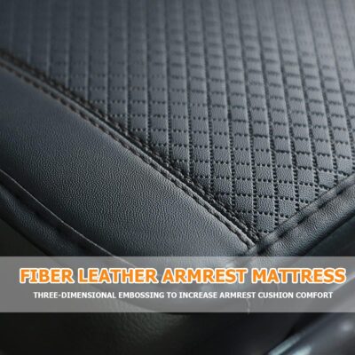 Car Armrest Storage Box Mat, Fiber Leather Car Center Console Cover, Car Armrest Seat Box Cover Accessories Interior Protection for Most Vehicle, SUV, Truck, Car (Black) - Image 3