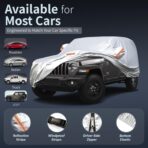 Car Cover Waterproof All-Weather,Heavy-Duty Outdoor Full Exterior Automobiles Snow Cover for Jeep Wrangler 4 Dr/Unlimited 4 Door JK JL(1987-2026),with Sun Visor,Towel&Storage Bag - Image 3