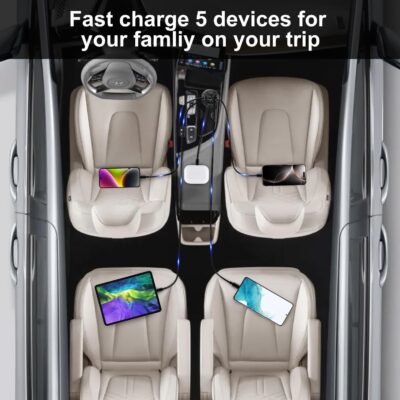 USB C Car Charger Adapter, 5 Ports 75W PD 3.0 Car Phone Charger Fast Charging Compatible with iPhone 16/15/14/13 Pro Max Series, iPad Pro, Galaxy S24/S23/S22/Note 20, Android, Pixel. - Image 6