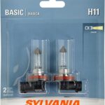 SYLVANIA - H11 Basic - Halogen Bulb for Headlight, Fog, Daytime Running Lights, and Cornering Applications (Contains 2 Bulbs)