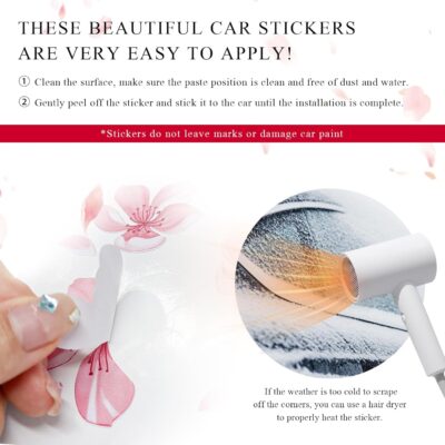 Cherry Blossom Car Sticker Decal, Automotive Vinyl Pink Flower Scratch Cover Decor Sticker, Waterproof Sakura Decals for Car Motorcycle Home Decor, Universal Car Accessories (Style 2) - Image 4