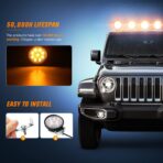 Nilight LED Light Bar 2PCS 4.5 Inch 27W Amber Pods Round Spot Lighting Off Road Fog Driving Roof Bar Bumper for SUV Truck with 16AWG Wiring Harness Kit 2 Leads - Image 6