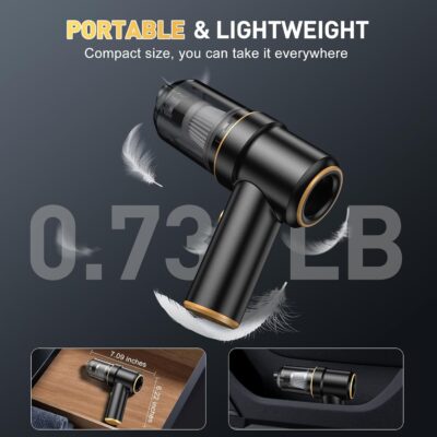 KMM Handheld Car Vacuum Cleaner, 9000PA Vacuum Cleaner & Air Duster, 120W High Power Vacuum Portable Cordless, Hand Held Vacuum Rechargeable with Multi-Nozzles & LED Light for Home, Car, Office - Image 7