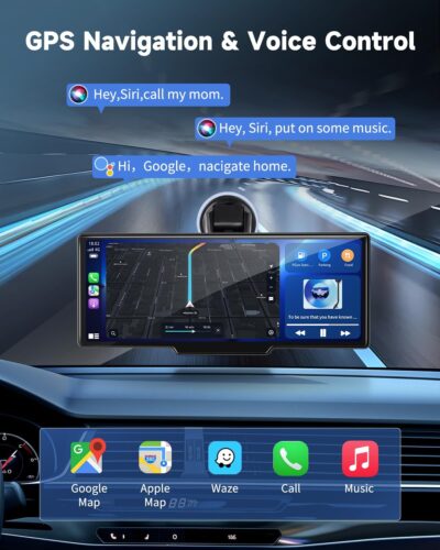 Wireless Apple CarPlay Screen for Car–10.26" Portable Carplay & Android Auto Touchscreen Car Stereo with App Control, 4K Dash Cam, Backup Camera, GPS, Mirror Link, Voice Control,for All Vehicles - Image 4