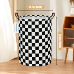 LANGYASHAN Laundry Basket Canvas Fabric Collapsible Organizer Basket for Storage Bin Toy Bins Gift Baskets Bedroom Clothes Children Nursery Hamper (Racing flag) - Image 2