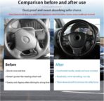 Kewucn Genuine Leather Steering Wheel Cover, 15" Universal Car Steering Wheel Protector with Needle Thread, Breathable Anti-Slip Steering Wheel Cover DIY Stitch on Wrap (Black, Full Hole) - Image 5