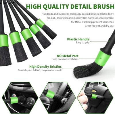 18Pcs Car Detailing Kit, Interior Car Cleaning Kit, Leather & Textile Car Interior Brush, Car Detailing Brush Set with Windshield Cleaning Tool Complete Car Interior Care Kit - Image 3