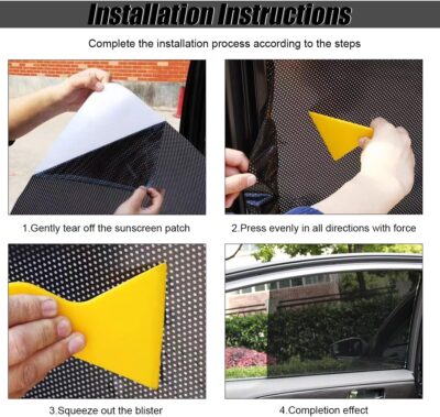 4PCS Car Side Window Sunshade, Block UV Rays Car Window Shade for Baby, Reusable & Washable Static Cling Film Stickers, Windshield Sun Shade Privacy Protector Accessories - Image 4
