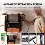 Giraffe Tools Grandfalls Retractable Pressure Washer Pro, Wall Mount Pressure Washer, Electric Power Washer, Automatic Rewind, Max 2900PSI 2.2GPM, Dark Silver Case with 100ft Pressure Hoses - Image 2