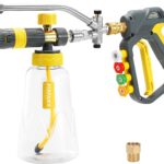 FIXFANS Foam Cannon Gun Dual Connector Accessory for Pressure Washer, Double Tip Attachment Soap Cannon with Power Washer Short Gun, Car Wash Foam Gun Kit, 1/4" Quick Connect, 5 Nozzle Tips